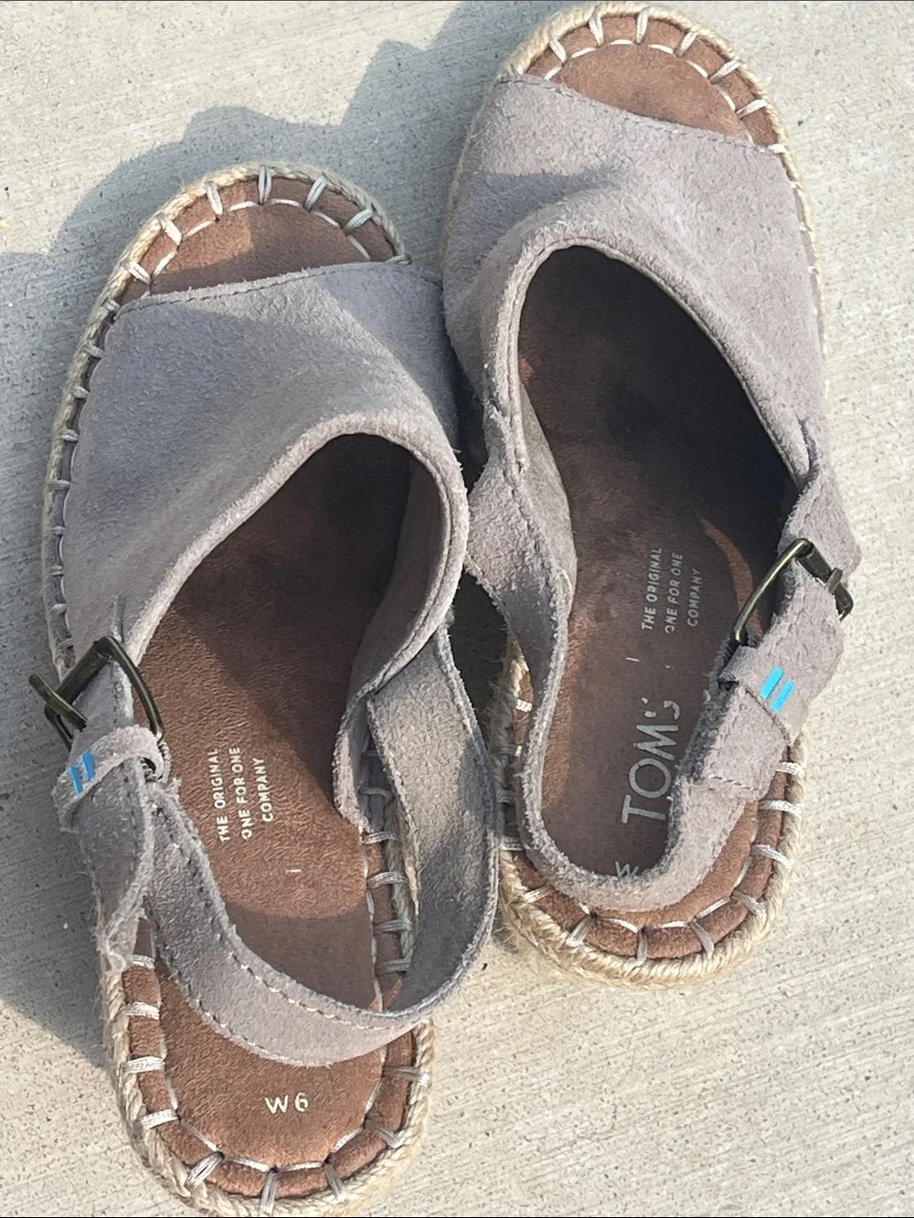 TOMS Suede Espadrille Wedge Slingback Sandals Taupe Women’s Size 6